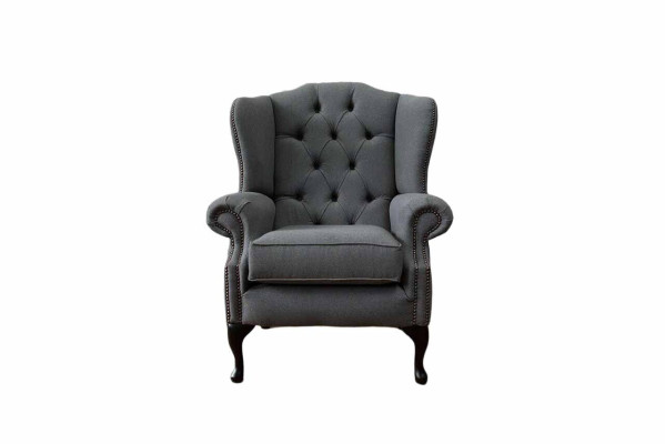 Grigia poltrona con braccioli design divano divano Chesterfield tessuto nuovo
