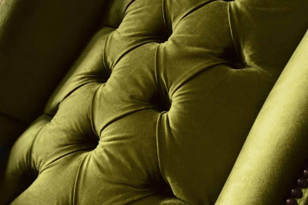 Ohrensessel Chesterfield Divano Couch Imbottitura 1 Posto Poltrona Tessile Nuovo