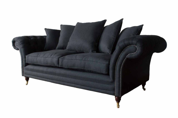 Divano in tessuto 3 posti, design divano imbottito nero xxl grande