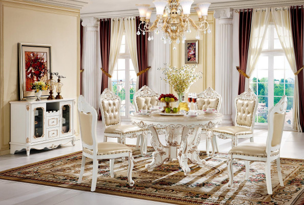 Set da pranzo Ensemble Gruppo in legno Tavolo Set completo 7 pezzi Tavolo da pranzo 6 sedie