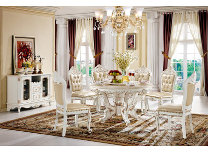 Set da pranzo Ensemble Gruppo in legno Tavolo Set completo 7 pezzi Tavolo da pranzo 6 sedie