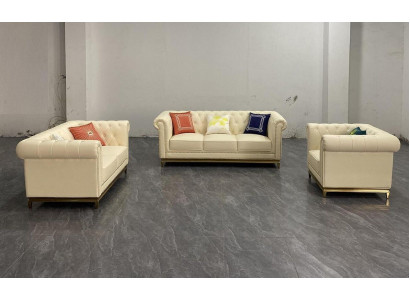 Chesterfield Divano Divano Set Mobili Divano Blu 3 pezzi.