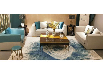 Set di divani 3+2+1 con tavolino da salotto. Divani di design in pelle, divano, divano a penisola.