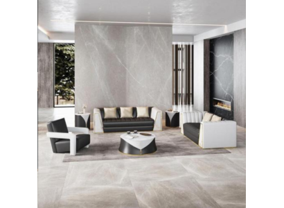 Soggiorno, divani 4 pezzi in pelle con 3 posti + 2 posti + 1 posto, tavolino.