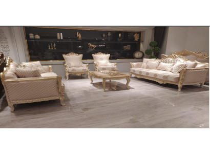 Lussuosa composizione di divani a 5 pezzi con 3+3+1 posti a sedere e tavolino da caffè.