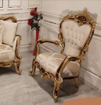 Poltrona poltrona di lusso design divano divano Chesterfield in tessuto oro nuovo