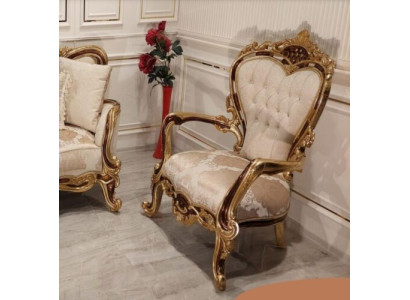 Poltrona poltrona di lusso design divano divano Chesterfield in tessuto oro nuovo