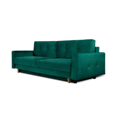 Funzionale e comodo divano letto a tre posti in lussuoso verde.