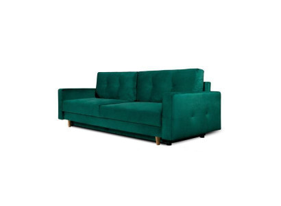 Funzionale e comodo divano letto a tre posti in lussuoso verde.