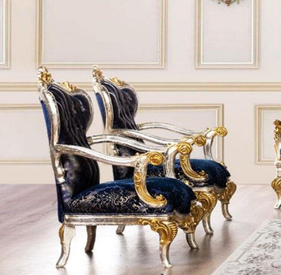 Poltrona poltrona ad ali di design divano divano stile barocco in tessuto