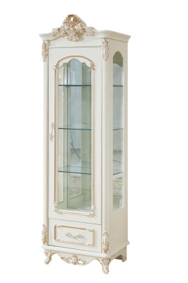 Vetrina Bianca Mobili Soggiorno di Lusso Design in Legno Armadio in Vetro Vetrina Classica