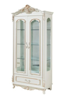 Vetrina Bianca Mobili Soggiorno di Lusso Legno Vetro Design Elegante Classico