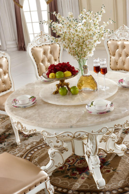 Tavolo da pranzo Bianco Rotondo Classico lussuoso sala da pranzo Tavoli in legno Design elegante