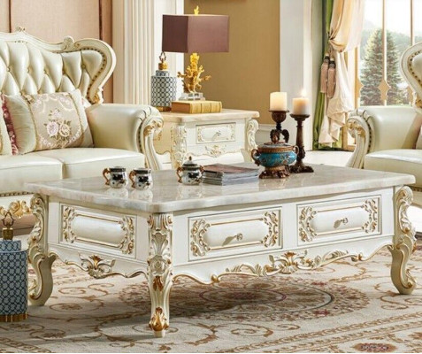 Tavolino classico 150x90 grande tavolino da divano in marmo finto.