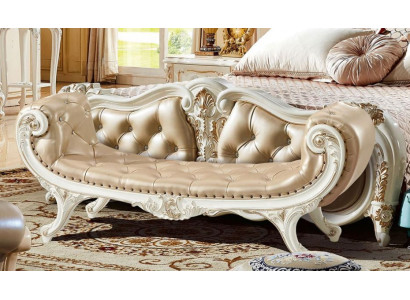 Banca Camera da letto Chaiselounge Pouf Pouf Chesterfield Pelle Nuovo