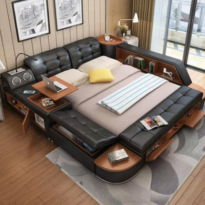 Letti imbottiti Hotel moderni multifunzionali nuovi design di lusso in pelle.