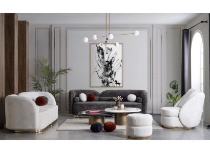 Set di divani di lusso 4 pezzi. Composizione 3+2+1, tavolino, poltrona in velluto