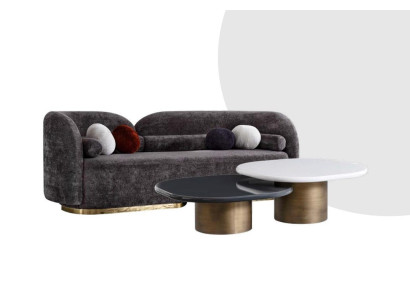 Set di divani di lusso 4 pezzi. Composizione 3+2+1, tavolino, poltrona in velluto