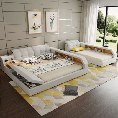 Disegno Letto in Pelle Hotel Doppio Ripiano Scaffale 180x200 Multifunzionale