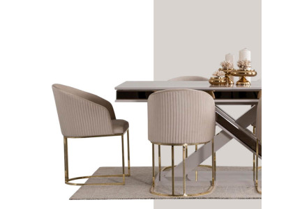 Tavolo da pranzo a colonna X gambe lusso tavoli bianco oro legno mobili