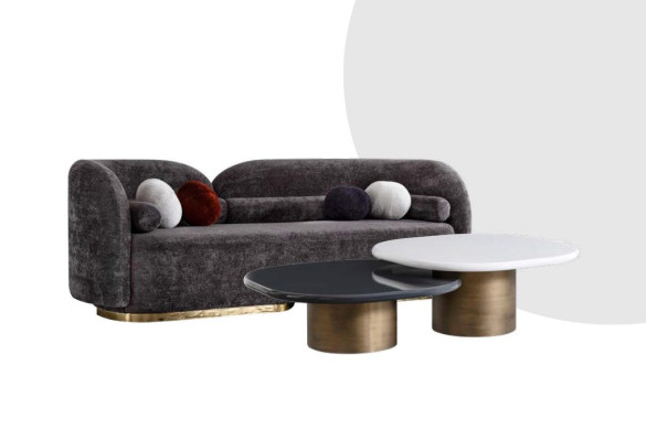 Tavolino da designer 2x Bianco e Nero Stile moderno per soggiorno Modello
