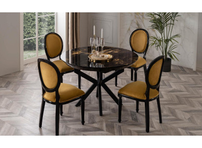 Tavolo da pranzo rotondo design scuro in legno nuovo modello per la sala da pranzo.