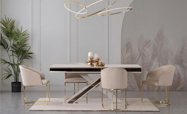 Tavolo da pranzo di lusso Sedia con schienale Mobili Arredamento Cuscino seduta Sedie