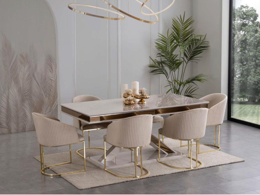 Tavolo da pranzo di lusso Sedia con schienale Mobili Arredamento Cuscino seduta Sedie