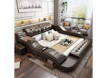 Multifunzione Letto di Design XXL 180x200 Letti Grandi in Pelle Hotel Regale USB