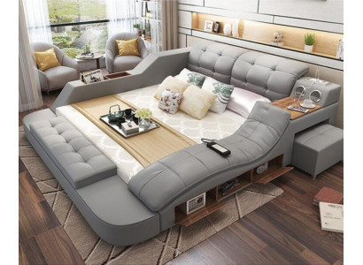 Multifunzione Letto di Design XXL 180x200 Letti Grandi in Pelle Hotel Regale USB