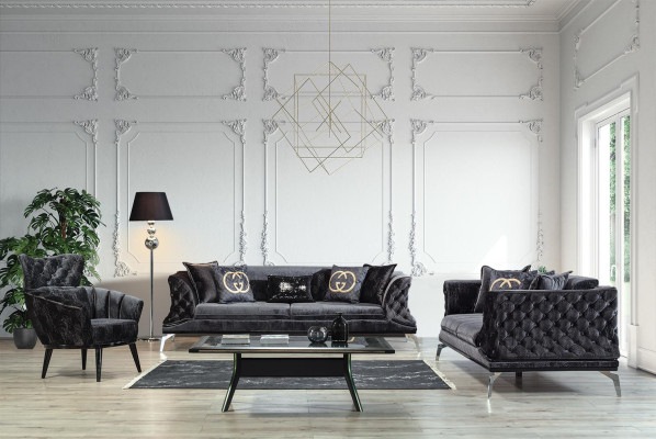 Mobili Design poltrona Poltrona design moderno Tessuto Soggiorno nero