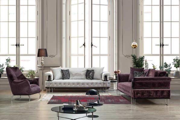 Poltrona monoposto Imbottita Sedile Seduta Design Sedile Tessuto Moderno Viola