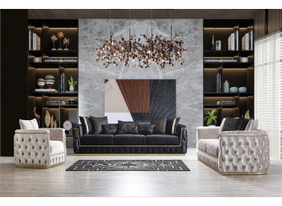 Set di divani divano divano poltrona tre posti 3+3+1 posti tessuto