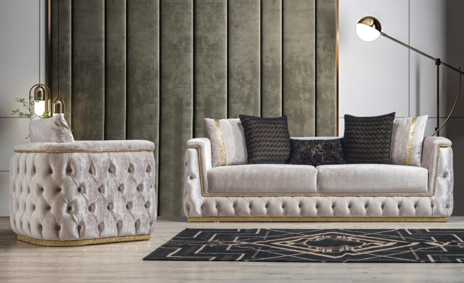 Set di divani divano divano poltrona tre posti 3+3+1 posti tessuto