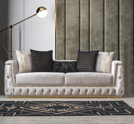 Set di divani divano divano poltrona tre posti 3+3+1 posti tessuto