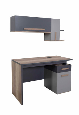 Stanza per ragazzi grigia Armadio Scaffale Libreria per bambini Letto 5 pezzi