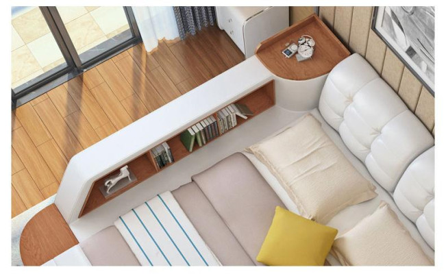 Imbottiti 180x200 Scaffale multifunzione USB Letto design Big Leder Letti