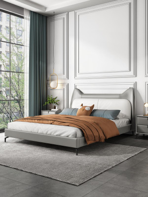 Hotel moderno con letto matrimoniale in pelle e stoffa da 160x200cm. Letto matrimoniale di design.