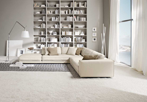 Soggiorno Divano ad Angolo Forma L Moderno Bianco Design Nuovo