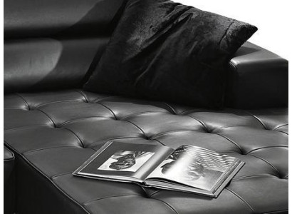 Divano angolare moderno in pelle a forma di L per soggiorno colore nero