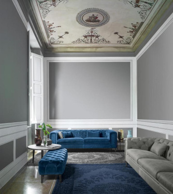 Divano 3 posti Blu in tessuto di lusso Design italiano per il soggiorno di mobili italiani