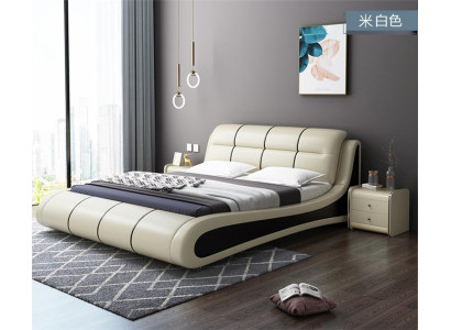 Letti imbottiti di lusso in tessuto doppio nuovo design in pelle per la camera da letto.