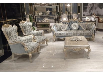 Sofà set 3+1+1 Posti Tavolino da salotto Divano di lusso Poltrona Divani Tessuto Tavolo