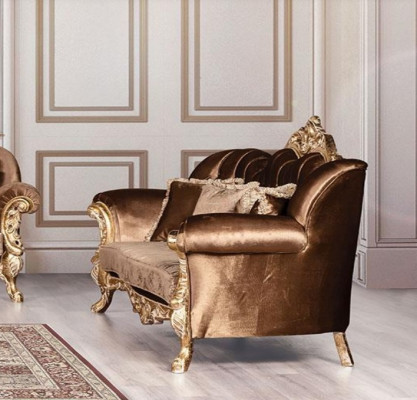 Sofà set 3+3 posti Luxury Garnitur Divano Divani Set Barocco Soggiorno.
