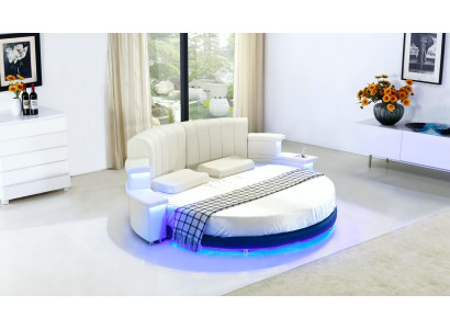 Rotonde letti mobili imbottiti letti camera da letto mobili letto in pelle LED