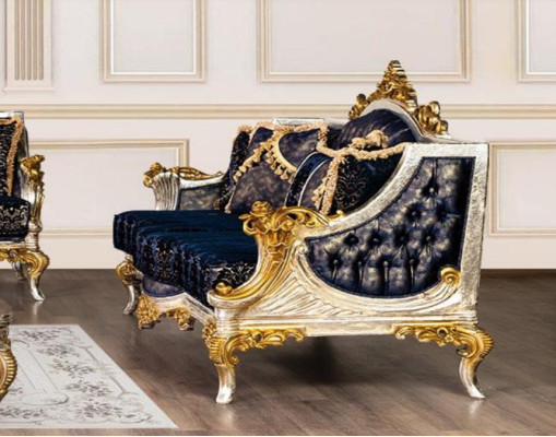 Sedile Divano a tre posti Divano 3 posti Divani Tessuto Stile Barocco Rococò Classico Nuovo
