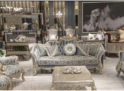 Tre posti divano 3 posti Divano Mobili Classico Divani Tessuto Stile Barocco Rococò Nuovo