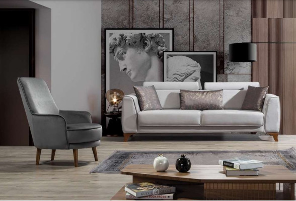 Set di divani Divano 3+1 Set di divani Design Divani Divano Barocco Poltrona imbottita