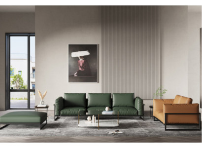 Marrone-verde divano in pelle sintetica da soggiorno 3+2 posti~":" Set di divani in similpelle