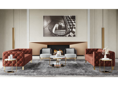 Set divano in tessuto 4 pezzi. Set soggiorno divano di lusso.